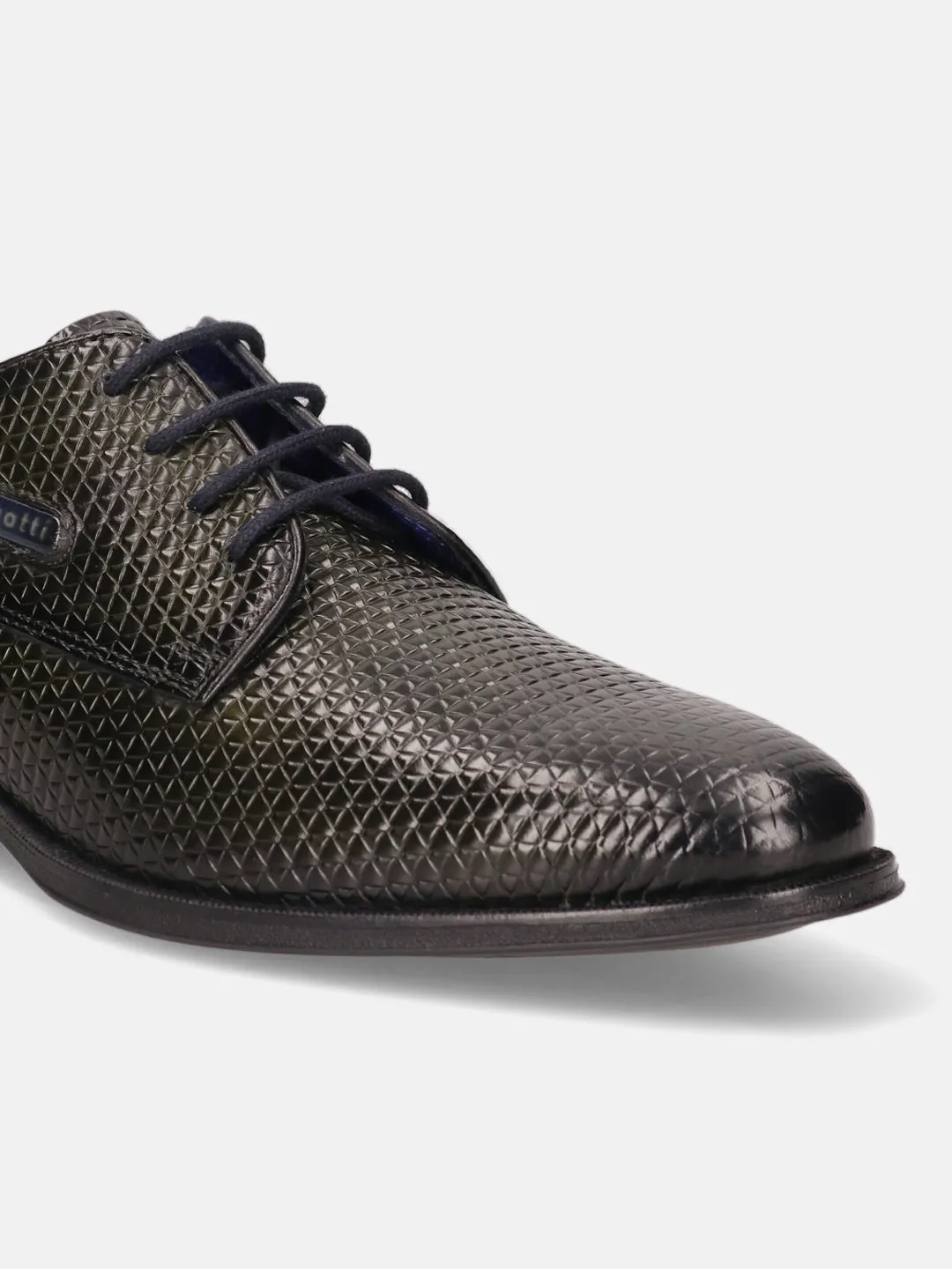 bugatti Dark Green Premium Leather Derby Shoes
