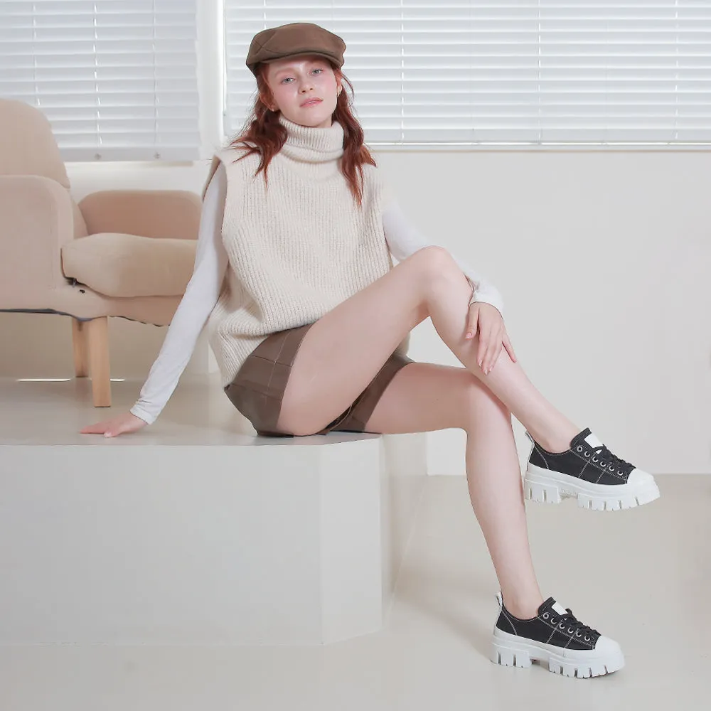Corvara Lugged Laceup Sneakers (Nero)