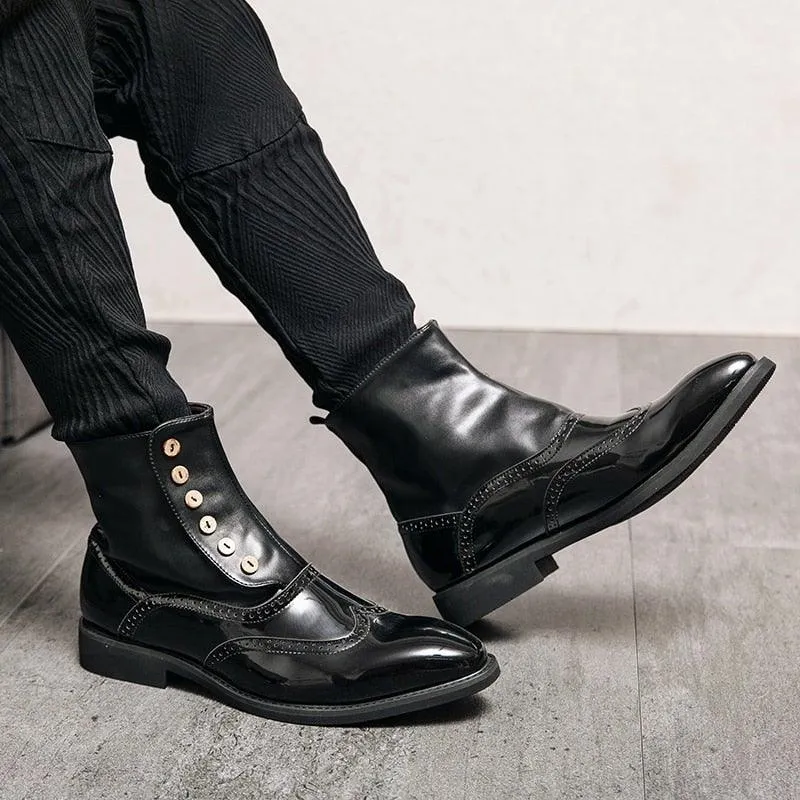 MISALWA Men's Italian Designer PU Leather Boots